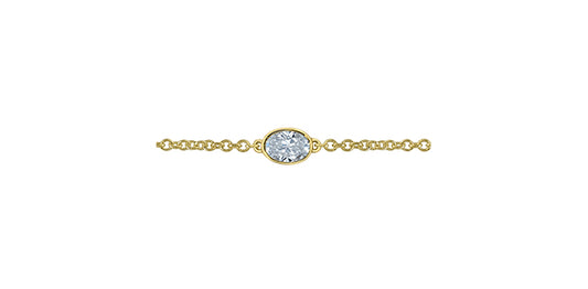 0.70ct Lab Diamond Bezel Solitaire Bracelet in 10K Yellow Gold (Oval & Emerald)