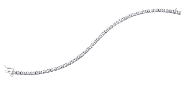 0.50 CT Natural Diamond Tennis Bracelet in 10K Gold Bar set