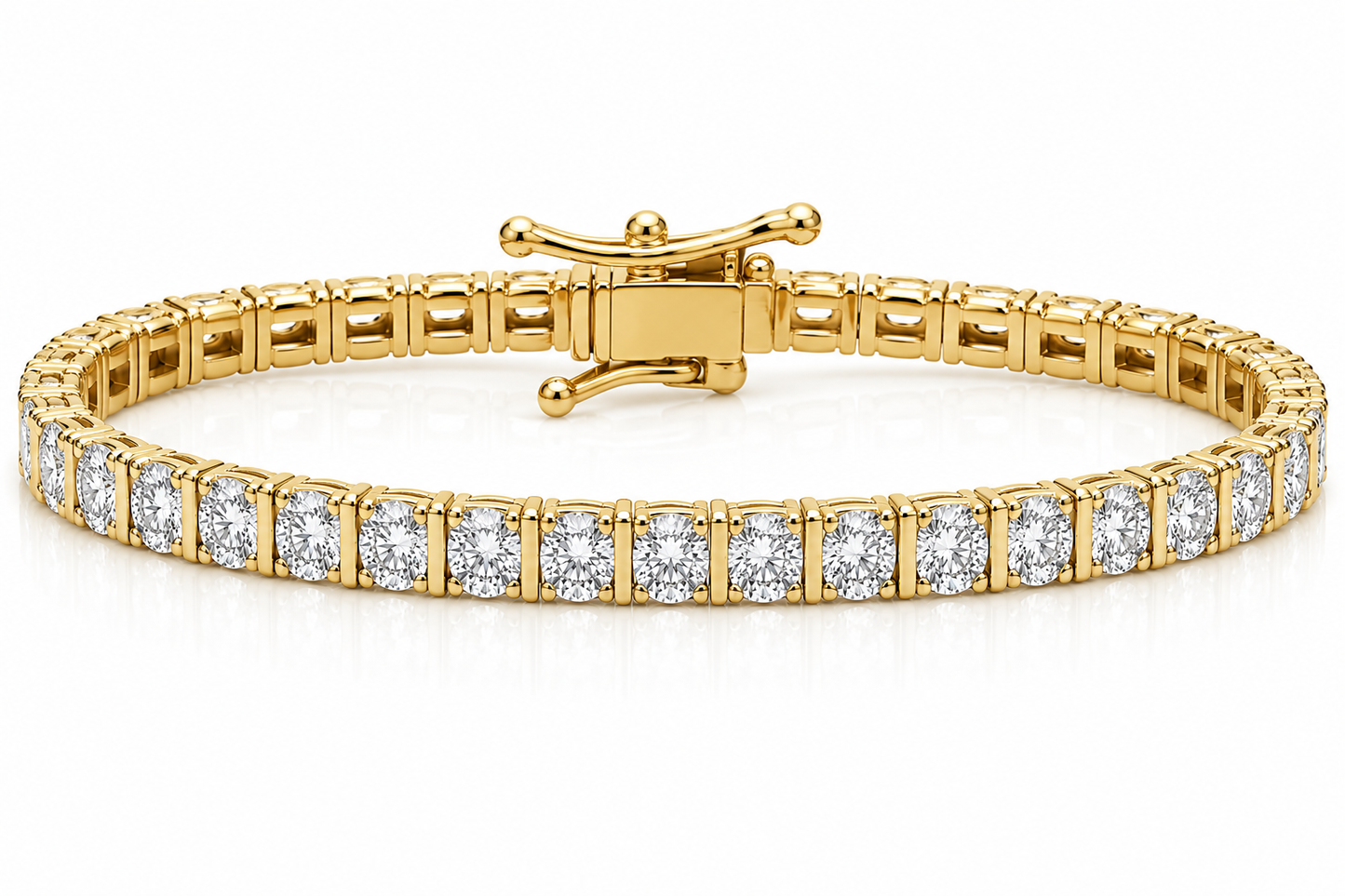 0.50 CT Natural Diamond Tennis Bracelet in 10K Gold Bar set