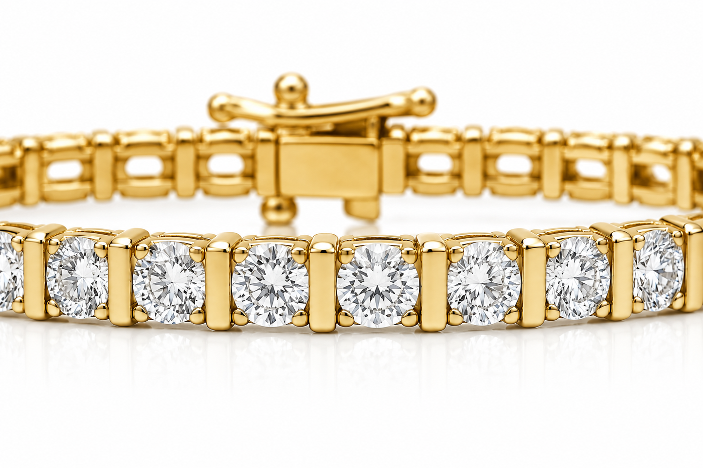 1.00 CT Natural Diamond Tennis Bracelet in 10K Gold Bar set