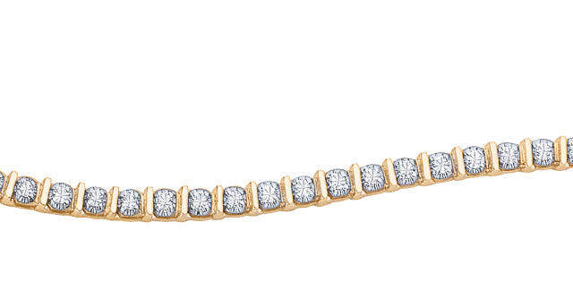 0.50 CT Natural Diamond Tennis Bracelet in 10K Gold Bar set