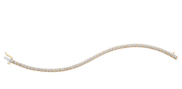 0.50 CT Natural Diamond Tennis Bracelet in 10K Gold Bar set
