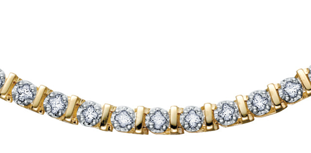 2.00 CT Natural Diamond Tennis Bracelet in 10K Yellow Gold | Bar Set