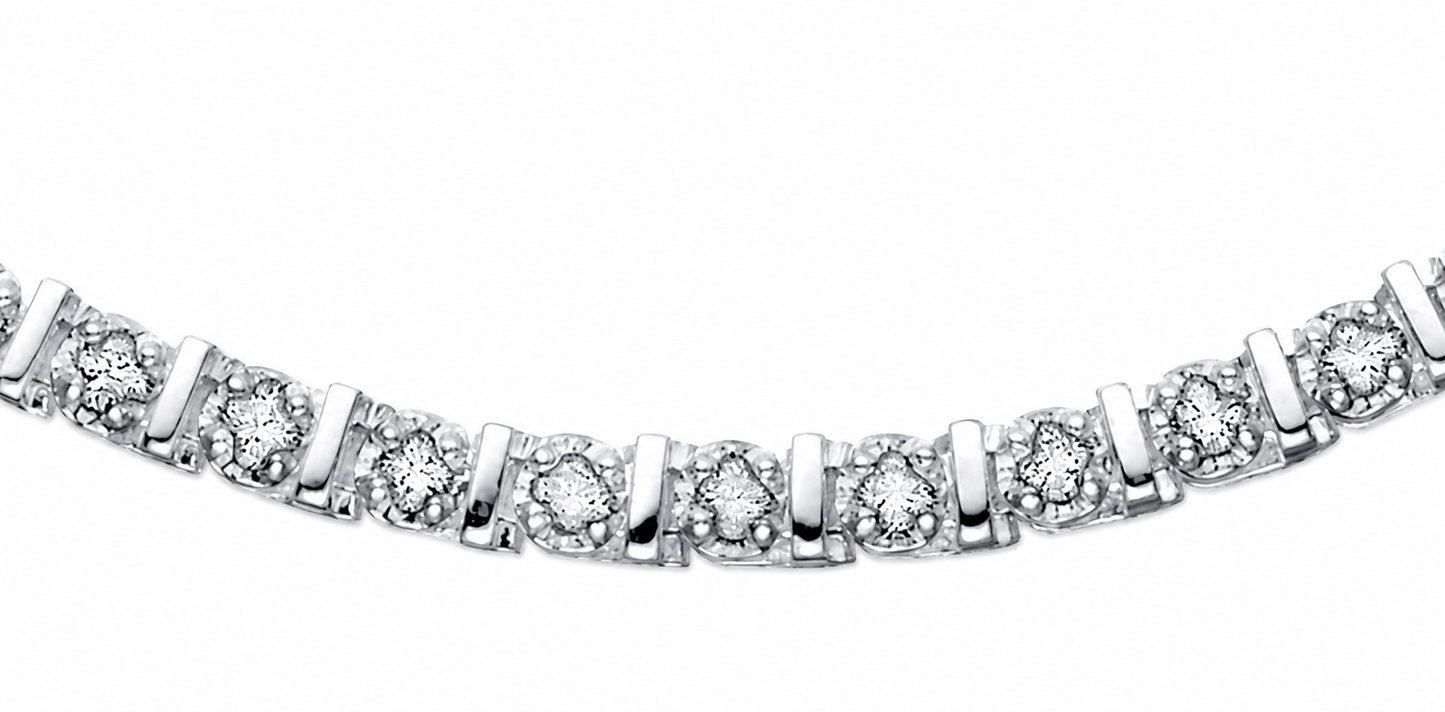 2.00 CT Natural Diamond Tennis Bracelet in 10K Yellow Gold | Bar Set
