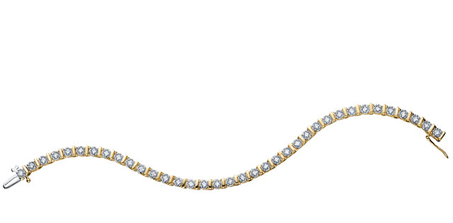 2.00 CT Natural Diamond Tennis Bracelet in 10K Yellow Gold | Bar Set