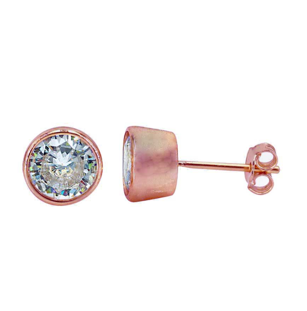 Silver Bezel CZ stud earrings