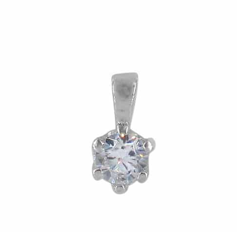 925 Sterling Silver Cross Pendant with CZ - CHCZ315 White