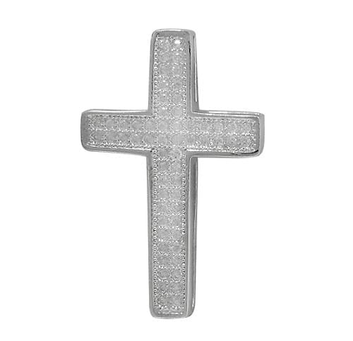 925 Sterling Silver Cross Pendant with CZ - CHCZ7134 White