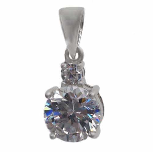 925 Sterling Silver Cross Pendant with CZ - CHCZ0859 White