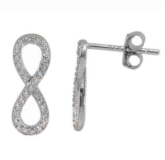 Silver Infinity Stud Earrings - ECZ7748