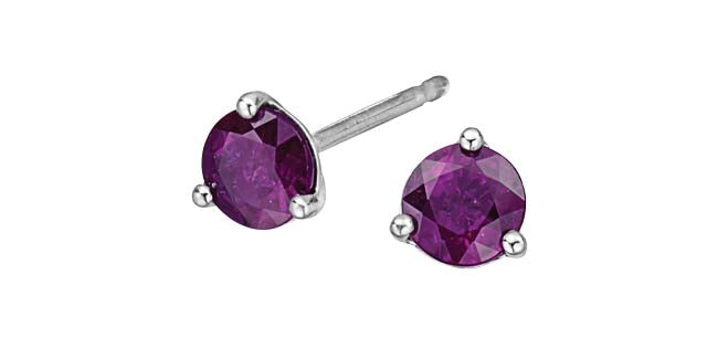 Round Gemstone Stud Earrings 10K White Gold Canada