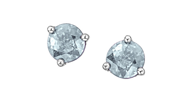 Round Gemstone Stud Earrings 10K White Gold Canada