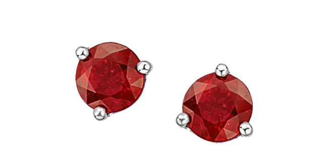 Round Gemstone Stud Earrings 10K White Gold Canada