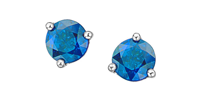 Round Gemstone Stud Earrings 10K White Gold Canada