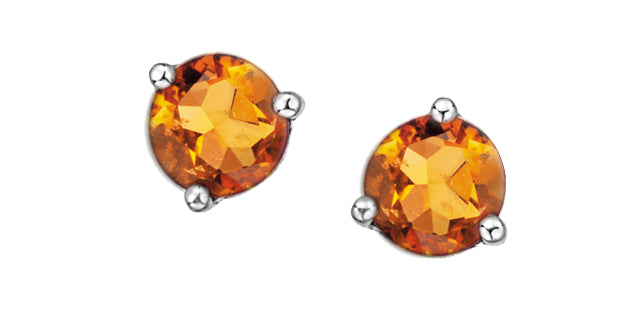 Round Gemstone Stud Earrings 10K White Gold Canada