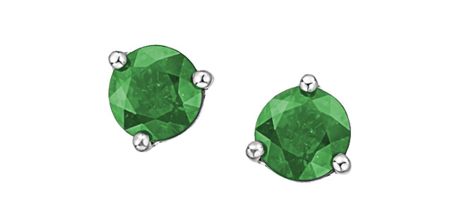 Round Gemstone Stud Earrings 10K White Gold Canada