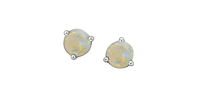 Round Gemstone Stud Earrings 10K White Gold Canada