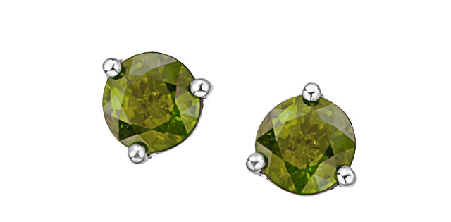 Round Gemstone Stud Earrings 10K White Gold Canada