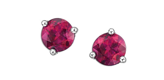 Round Gemstone Stud Earrings 10K White Gold Canada
