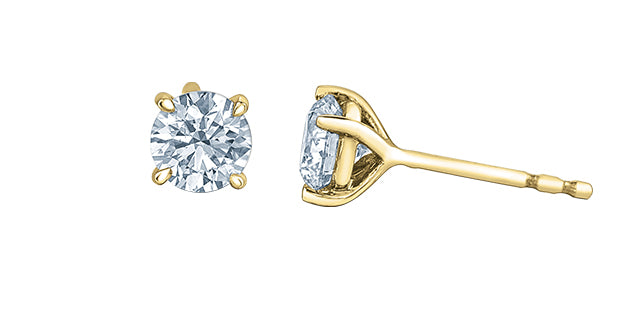 0.75ct Round Lab Diamond Everyday Stud Earrings in 14K Gold