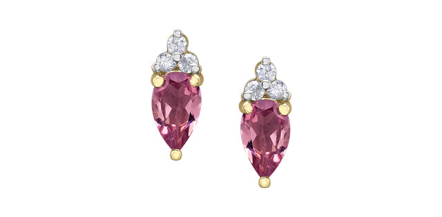 Pink tourmaline Earrings with Diamonds