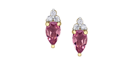 Pink tourmaline Earrings with Diamonds