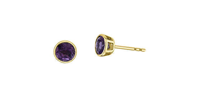 Round Birthstone Stud Earrings 10K Gold | Lola Jewellers