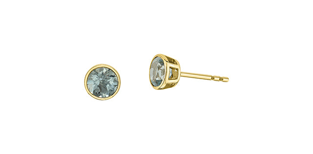 Round Birthstone Stud Earrings 10K Gold | Lola Jewellers