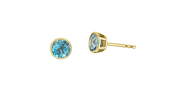 Round Birthstone Stud Earrings 10K Gold | Lola Jewellers