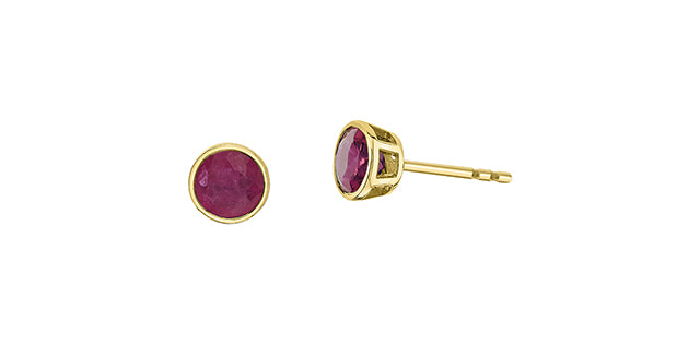 Round Birthstone Stud Earrings 10K Gold | Lola Jewellers