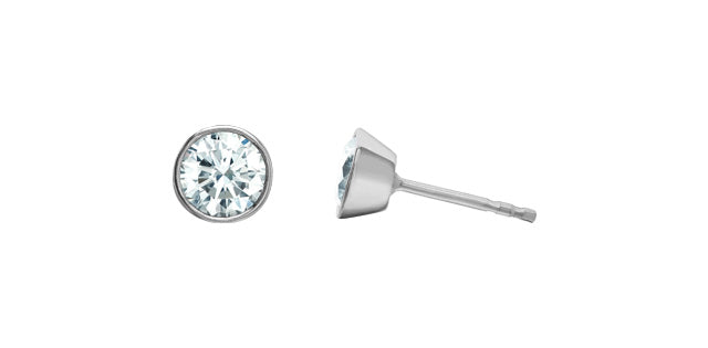 1.00ct Lab Diamond Bezel Set Solitaire Everyday Earrings in 14K Gold (White & Yellow Gold)