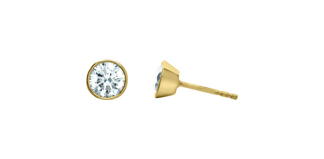 1.00ct Lab Diamond Bezel Set Solitaire Everyday Earrings in 14K Gold (White & Yellow Gold)