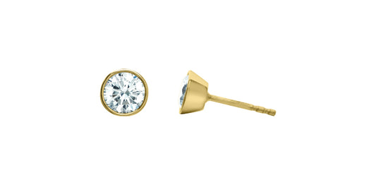 1.00ct Lab Diamond Bezel Set Solitaire Everyday Earrings in 14K Gold (White & Yellow Gold)