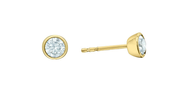 0.50ct Lab Diamond Bezel Set Solitaire Everyday Earrings in 14K Gold (White & Yellow Gold)