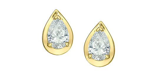 0.45ct Pear Shape Lab Diamond Trending Earrings in 10K Yellow Gold
