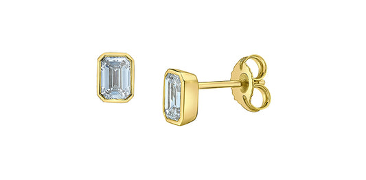 1.00ct Emerald Cut Lab Diamond Everyday Stud Earrings in 14K Gold