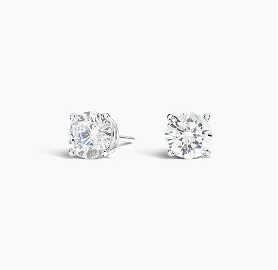 14K Round LG Diamond Solitaire Earrings - 1.0CT