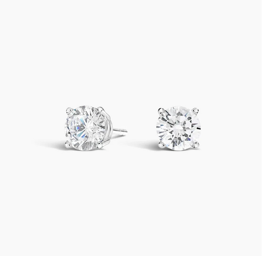 14K Round LG Diamond Solitaire Earrings - 1.0CT