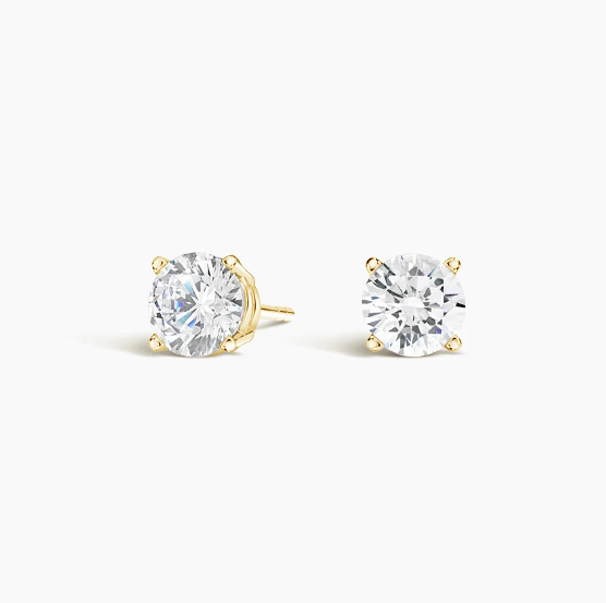 14K Round LG Diamond Solitaire Earrings - 1.0CT