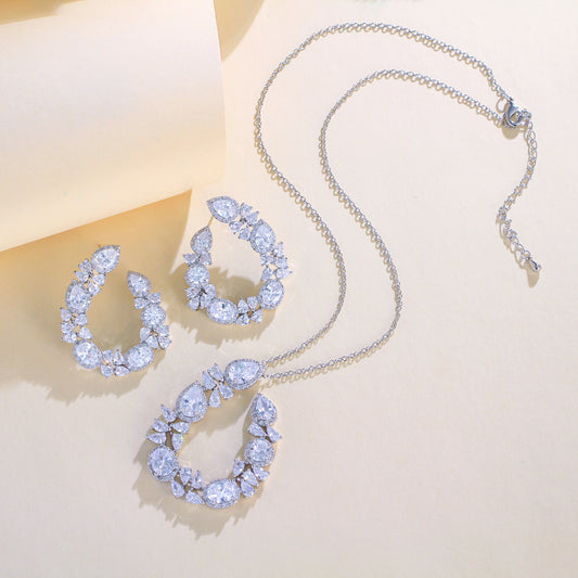 Trendy Chain Link Jewelry Set with Fancy Stones – Statement Necklace & Earrings for Women’s Party Wear
