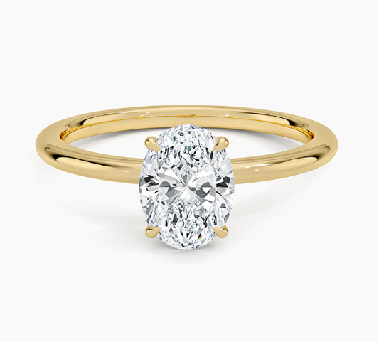 14K Oval LG Diamond Solitare Ring - 1.0TW