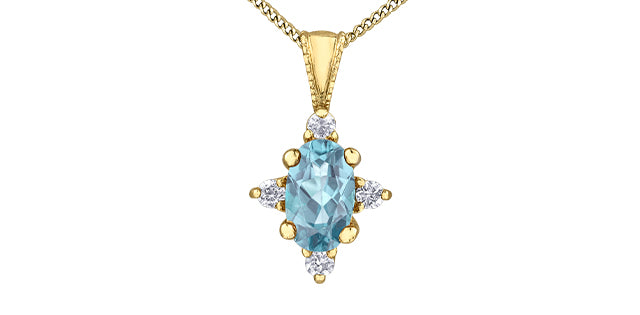 Oval birthstone pendant with diamonds 10k gold