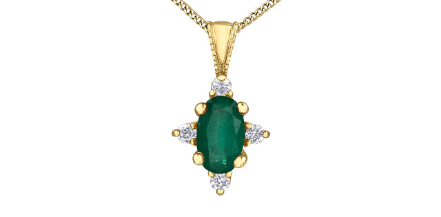 Oval birthstone pendant with diamonds 10k gold
