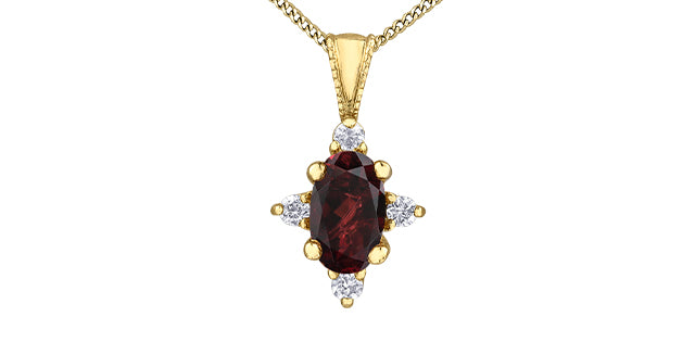 Oval birthstone pendant with diamonds 10k gold