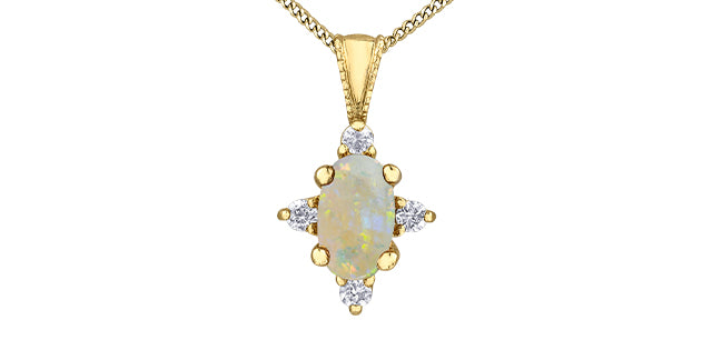 Oval birthstone pendant with diamonds 10k gold