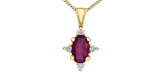 Oval birthstone pendant with diamonds 10k gold
