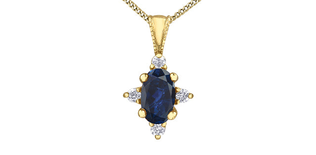 Oval birthstone pendant with diamonds 10k gold