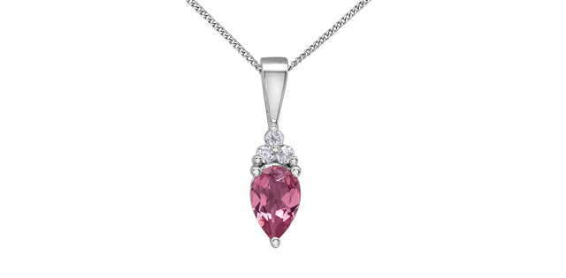 Pink tourmaline Pendant with diamonds