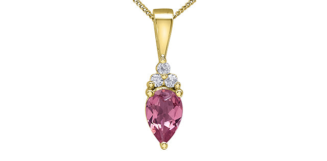 Pink tourmaline Pendant with diamonds