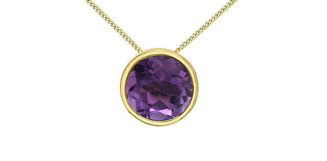 Round Birthstone Pendant 10K Gold Minimalist | Lola Jewellers